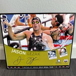 Jason lezak Olympic swimmer autographed poster - like new condition
